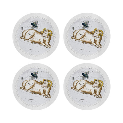 Zodiac Aries White 16&quot; Round Pebble Placemats, Set of 4 - nicolettemayer.com

