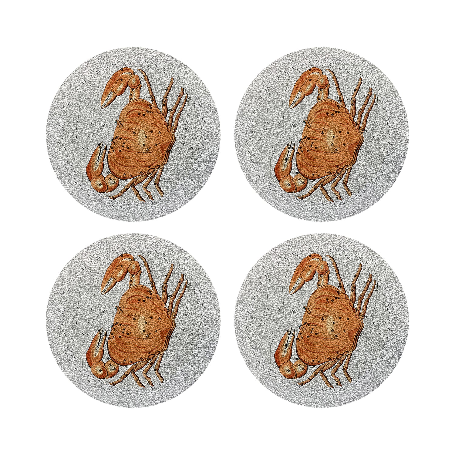 Zodiac Cancer White 16&quot; Round Pebble Placemats, Set of 4 - nicolettemayer.com
