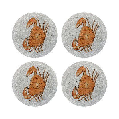 Zodiac Cancer White 16&quot; Round Pebble Placemats, Set of 4 - nicolettemayer.com
