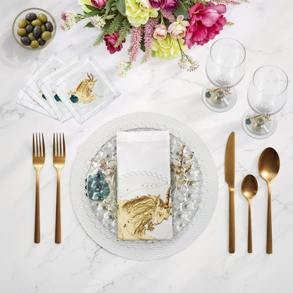 Zodiac Capricon White 16" Round Pebble Placemats, Set of 4 - nicolettemayer.com
