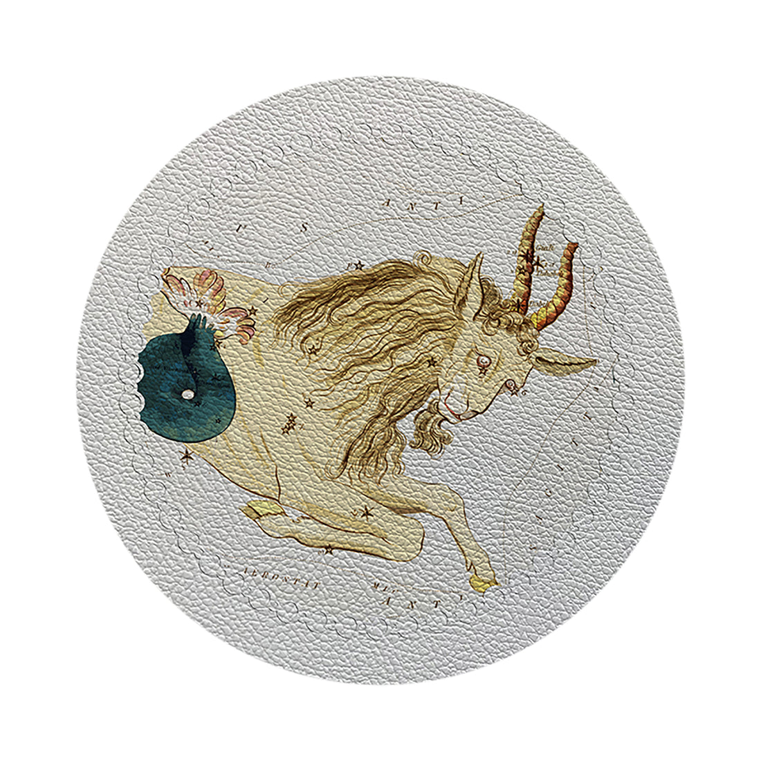 Zodiac Capricon White 16&quot; Round Pebble Placemat Set of 4 - nicolettemayer.com