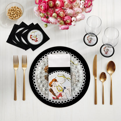 Zodiac Gemini Black 16" Round Pebble Placemats, Set of 4 - nicolettemayer.com
