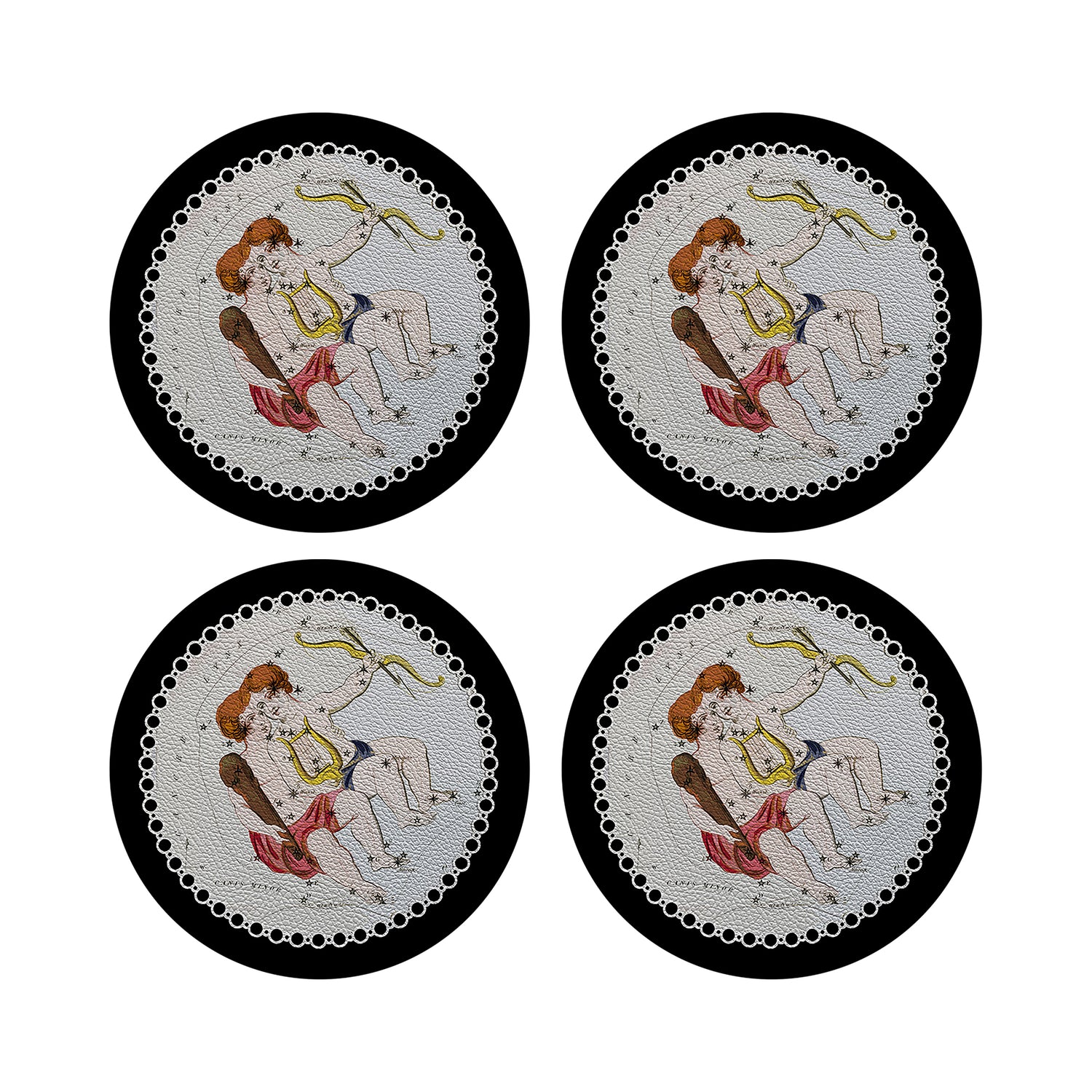 Zodiac Gemini Black 16&quot; Round Pebble Placemats, Set of 4 - nicolettemayer.com
