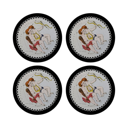 Zodiac Gemini Black 16&quot; Round Pebble Placemats, Set of 4 - nicolettemayer.com

