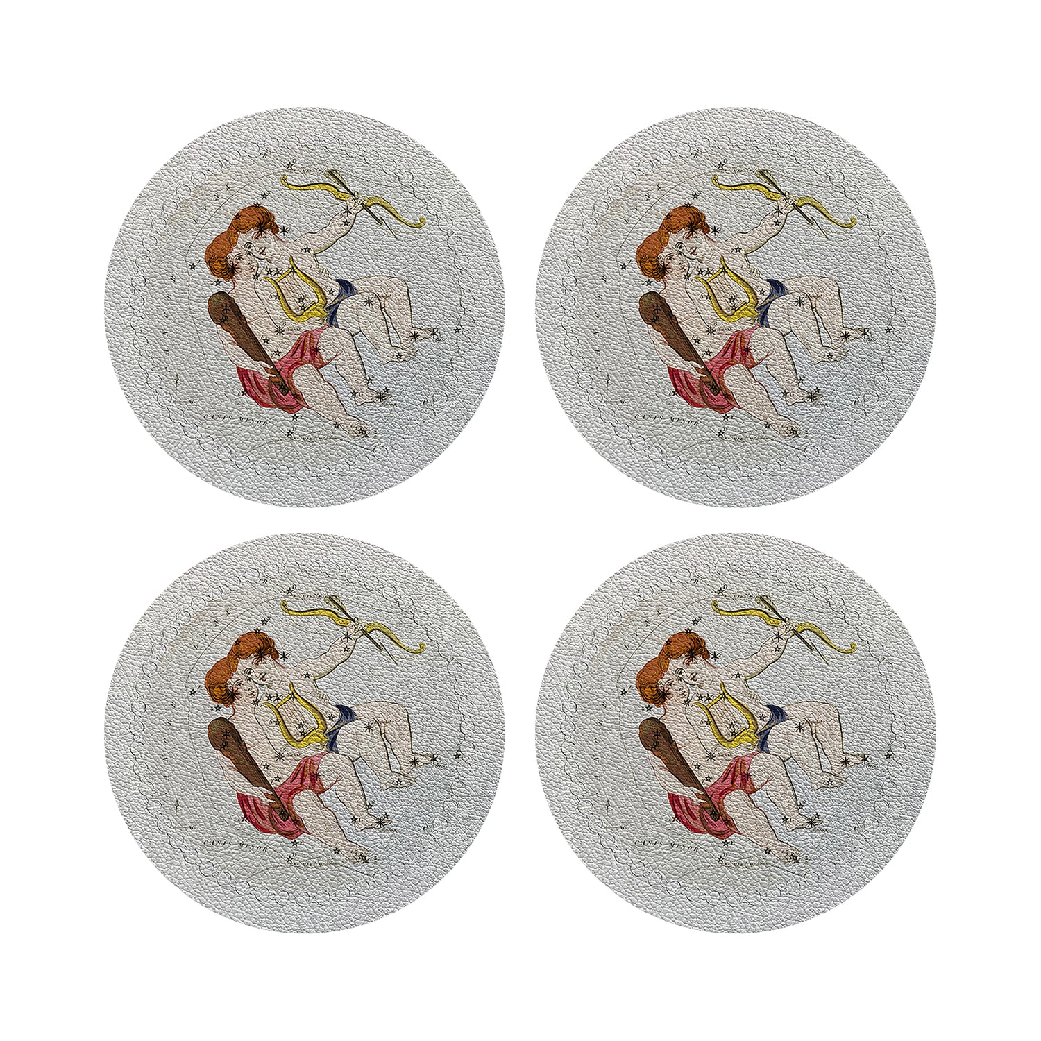 Zodiac Gemini White 16&quot; Round Pebble Placemats, Set of 4 - nicolettemayer.com
