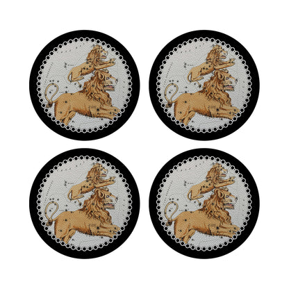 Zodiac Leo Black 16&quot; Round Pebble Placemats, Set of 4 - nicolettemayer.com
