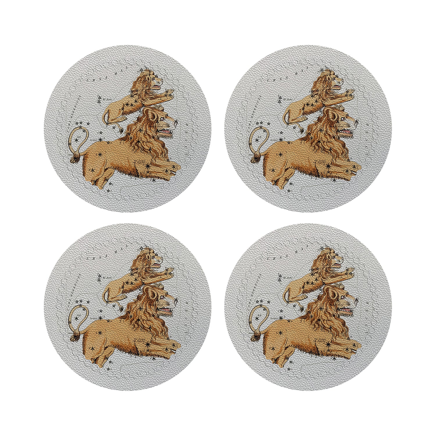 Zodiac Leo White 16&quot; Round Pebble Placemats, Set of 4 - nicolettemayer.com
