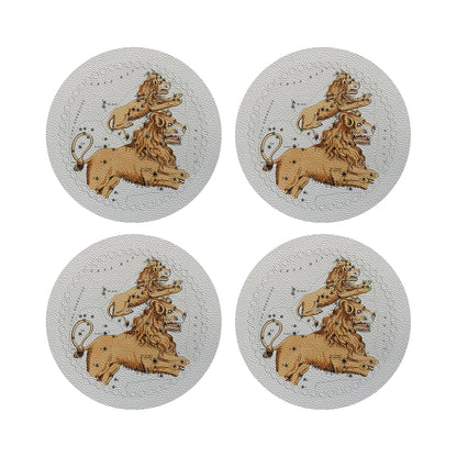 Zodiac Leo White 16&quot; Round Pebble Placemats, Set of 4 - nicolettemayer.com
