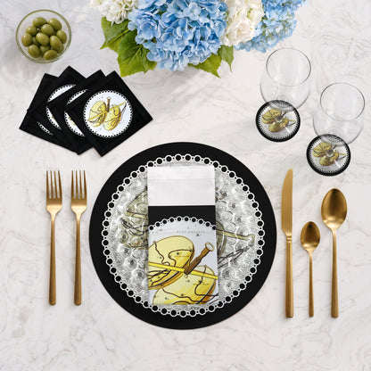 Zodiac Libra Black 16" Round Pebble Placemats, Set of 4 - nicolettemayer.com
