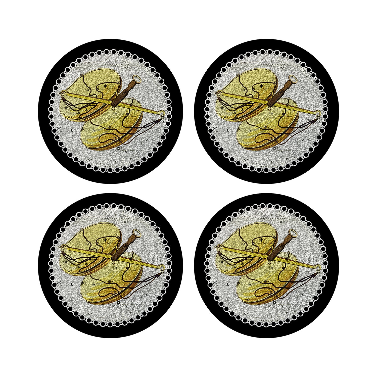 Zodiac Libra Black 16&quot; Round Pebble Placemats, Set of 4 - nicolettemayer.com

