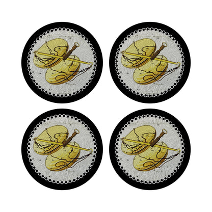 Zodiac Libra Black 16&quot; Round Pebble Placemats, Set of 4 - nicolettemayer.com
