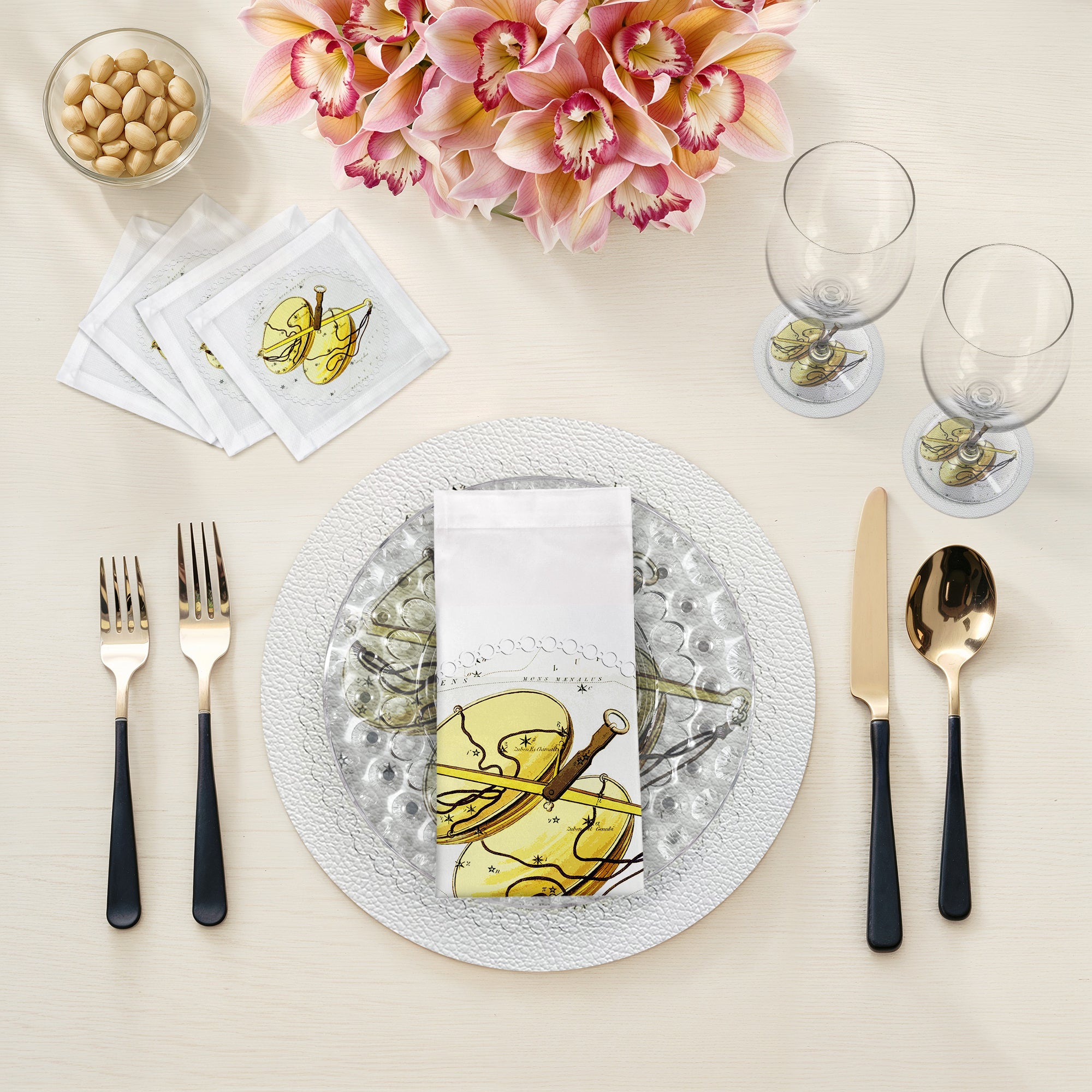 Zodiac Libra White 16" Round Pebble Placemats, Set of 4 - nicolettemayer.com
