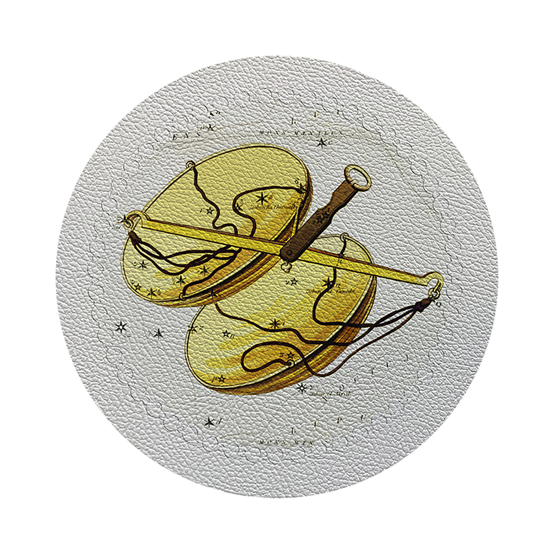 Zodiac Libra White 16&quot; Round Pebble Placemat Set of 4 - nicolettemayer.com