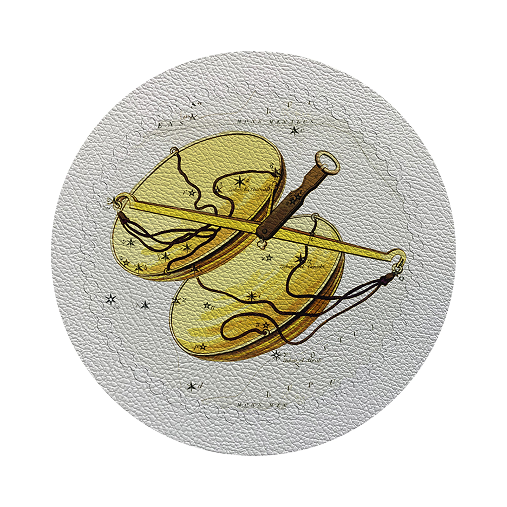 Zodiac Libra White 16&quot; Round Pebble Placemats, Set of 4 - nicolettemayer.com
