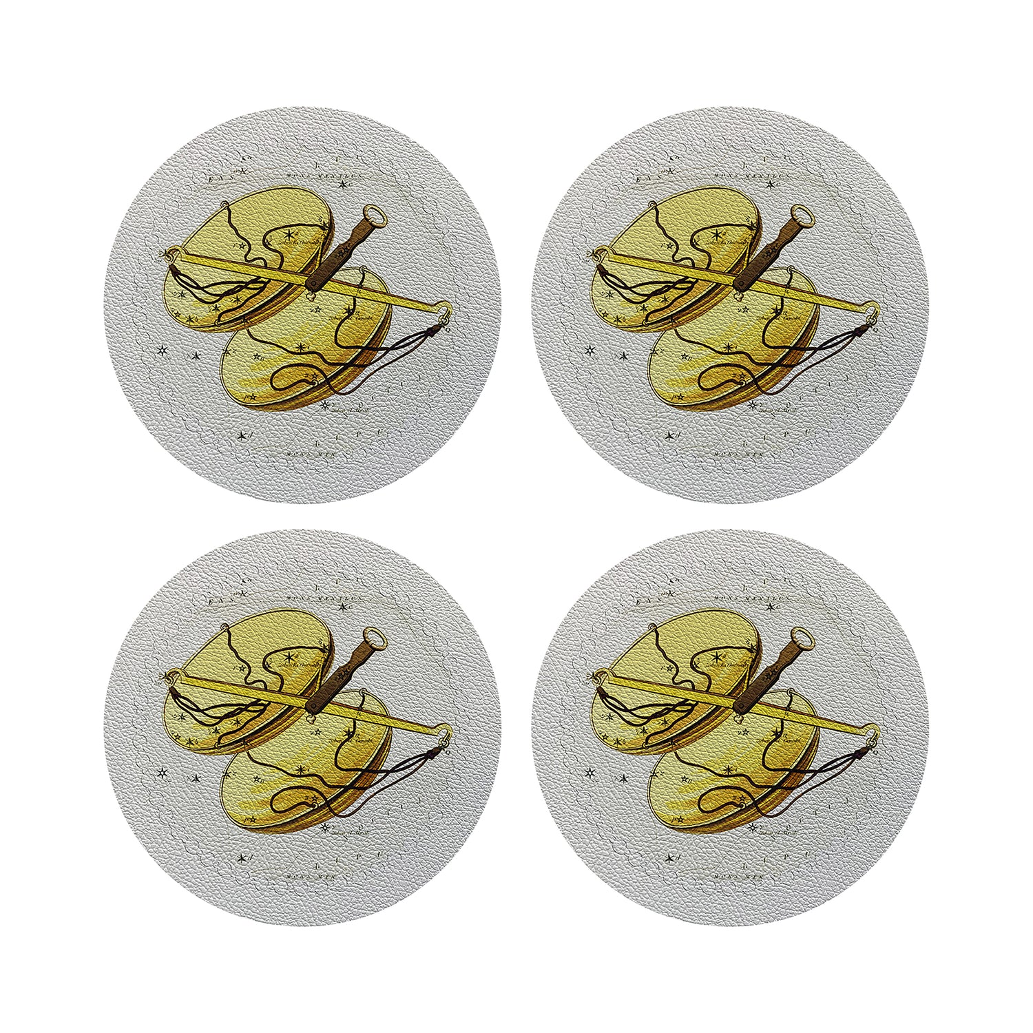 Zodiac Libra White 16&quot; Round Pebble Placemats, Set of 4 - nicolettemayer.com
