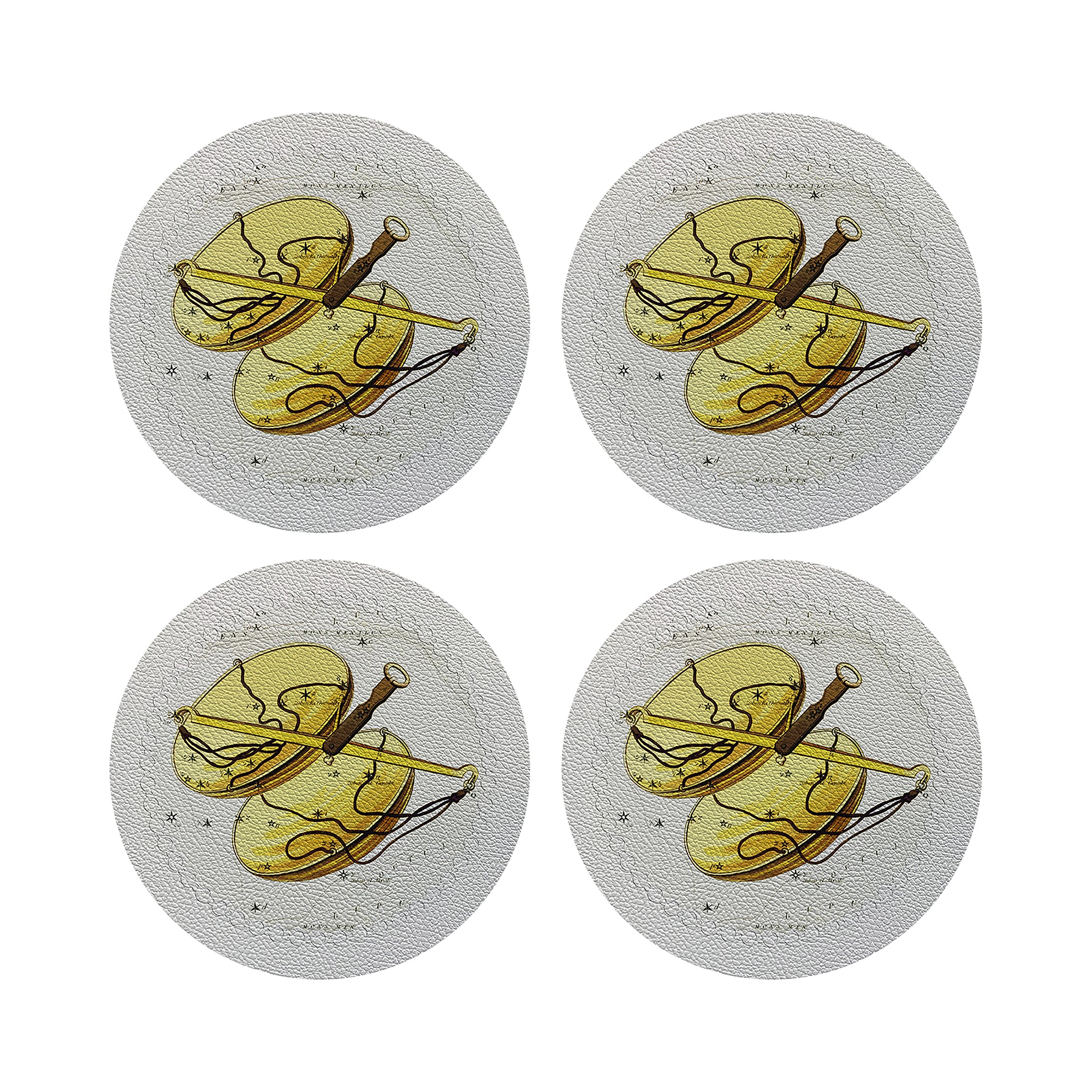 Zodiac Libra White 16&quot; Round Pebble Placemats, Set of 4 - nicolettemayer.com
