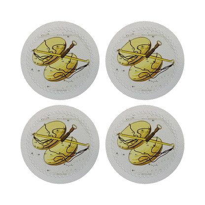 Zodiac Libra White 16&quot; Round Pebble Placemats, Set of 4 - nicolettemayer.com
