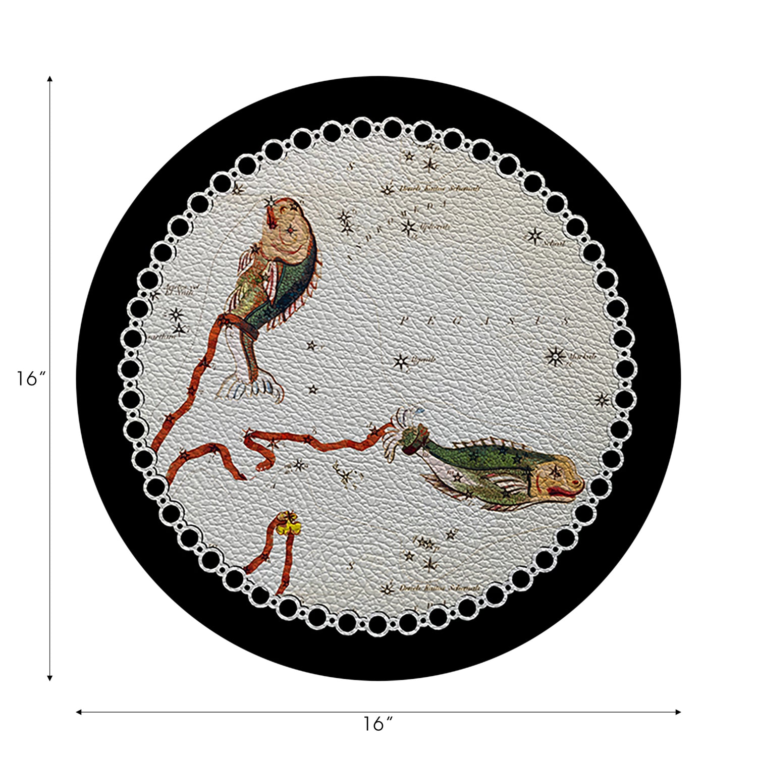 Lot de 4 sets de table ronds en galets noirs Zodiac Poissons 40 cm