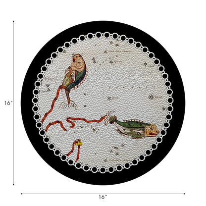 Lot de 4 sets de table ronds en galets noirs Zodiac Poissons 40 cm