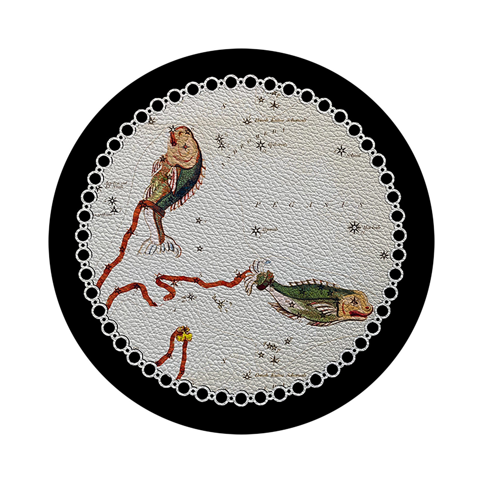 Zodiac Pisces Black 16&quot; Round Pebble Placemats, Set of 4 - nicolettemayer.com
