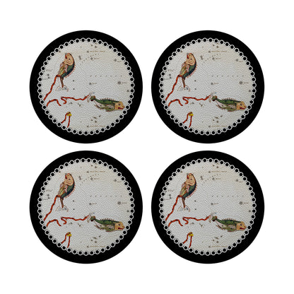 Zodiac Pisces Black 16&quot; Round Pebble Placemats, Set of 4 - nicolettemayer.com
