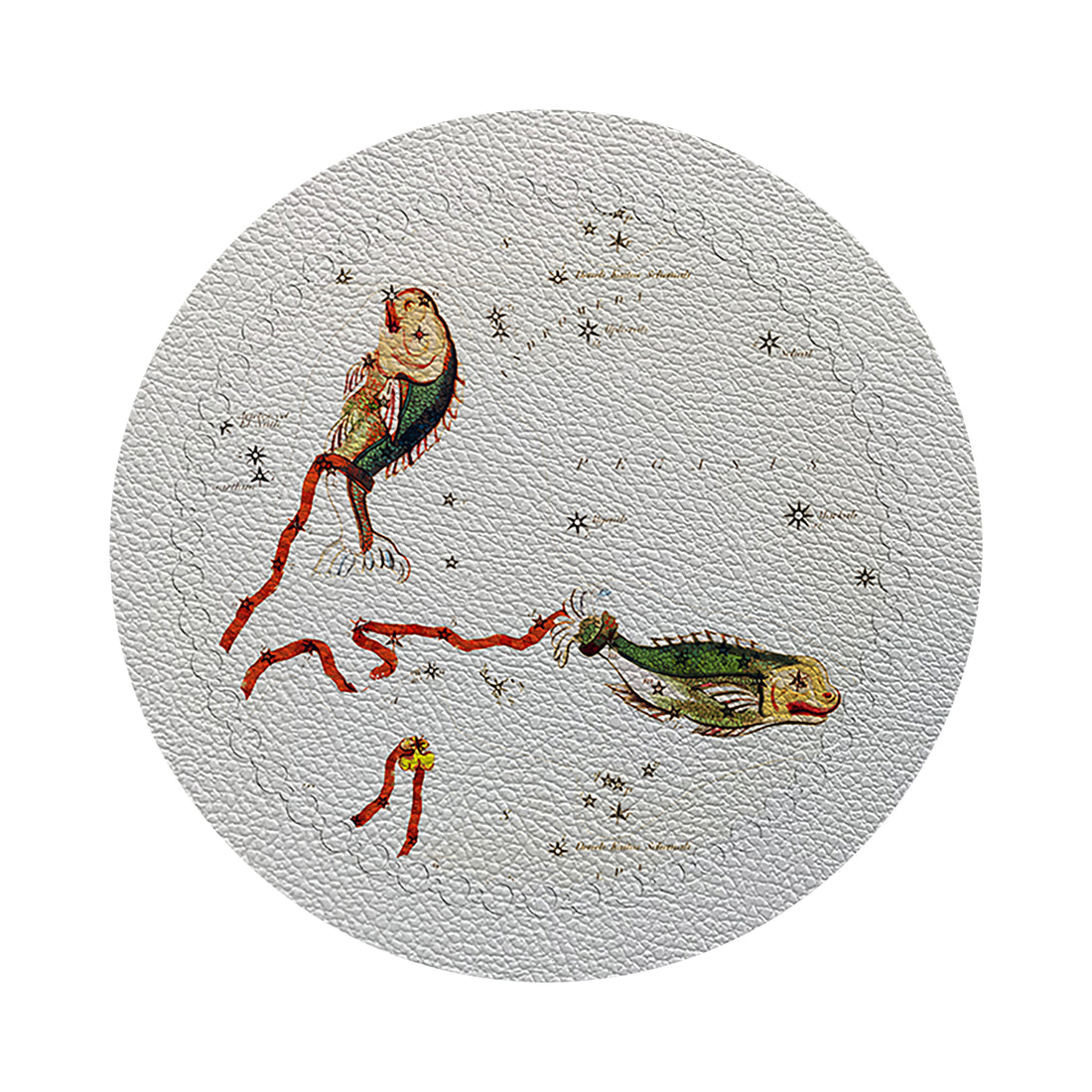 Zodiac Pisces White 16&quot; Round Pebble Placemat Set of 4 - nicolettemayer.com
