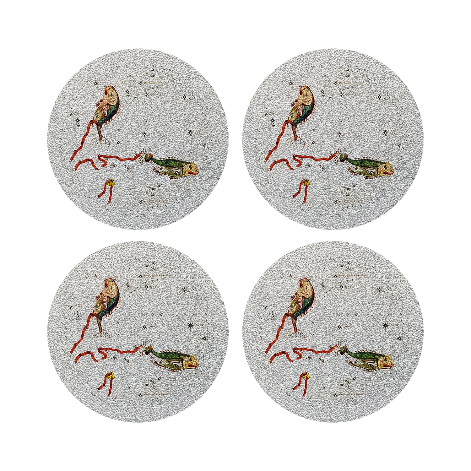 Zodiac Pisces White 16&quot; Round Pebble Placemats, Set of 4 - nicolettemayer.com
