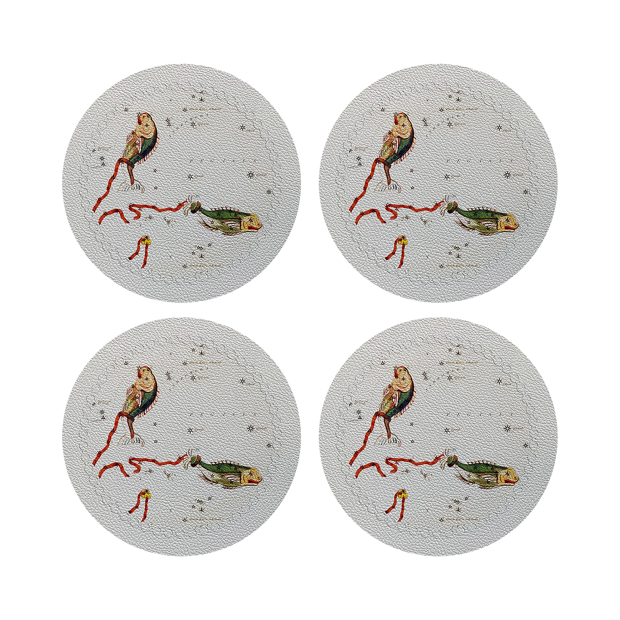 Zodiac Pisces White 16&quot; Round Pebble Placemats, Set of 4 - nicolettemayer.com
