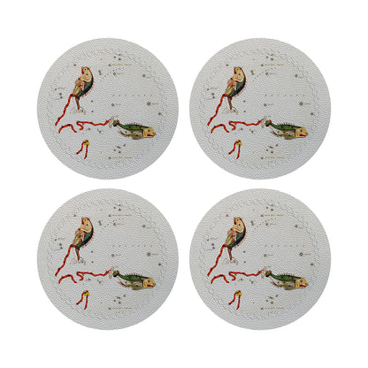 Zodiac Pisces White 16&quot; Round Pebble Placemats, Set of 4 - nicolettemayer.com
