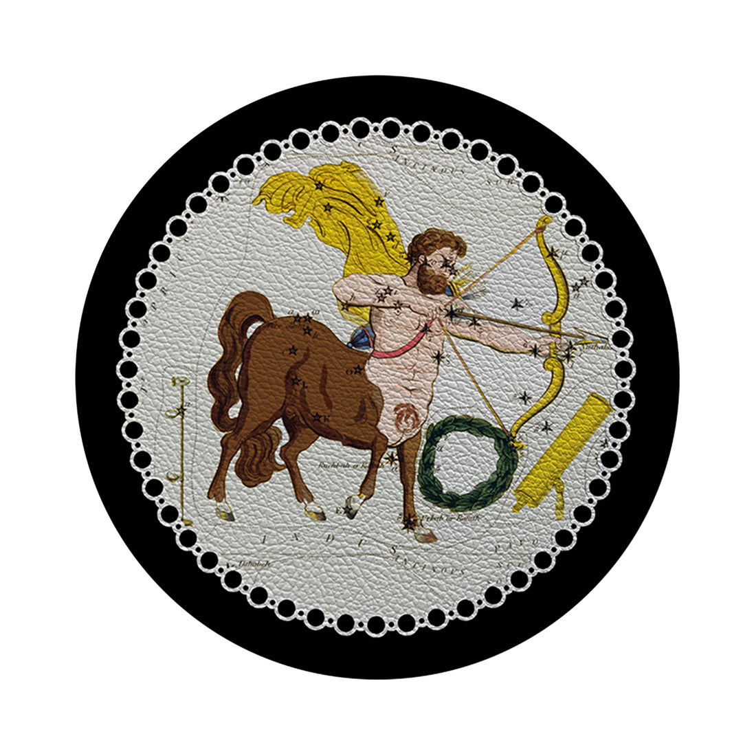Zodiac Sagitarius Black 16&quot; Round Pebble Placemat Set of 4 - nicolettemayer.com