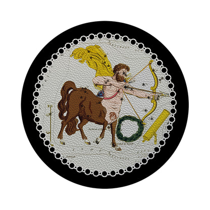 Zodiac Sagitarius Black 16&quot; Round Pebble Placemats, Set of 4 - nicolettemayer.com
