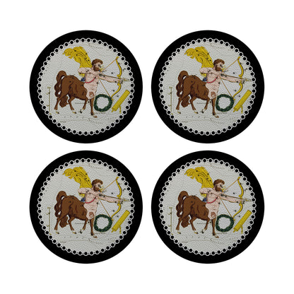 Zodiac Sagitarius Black 16&quot; Round Pebble Placemats, Set of 4 - nicolettemayer.com

