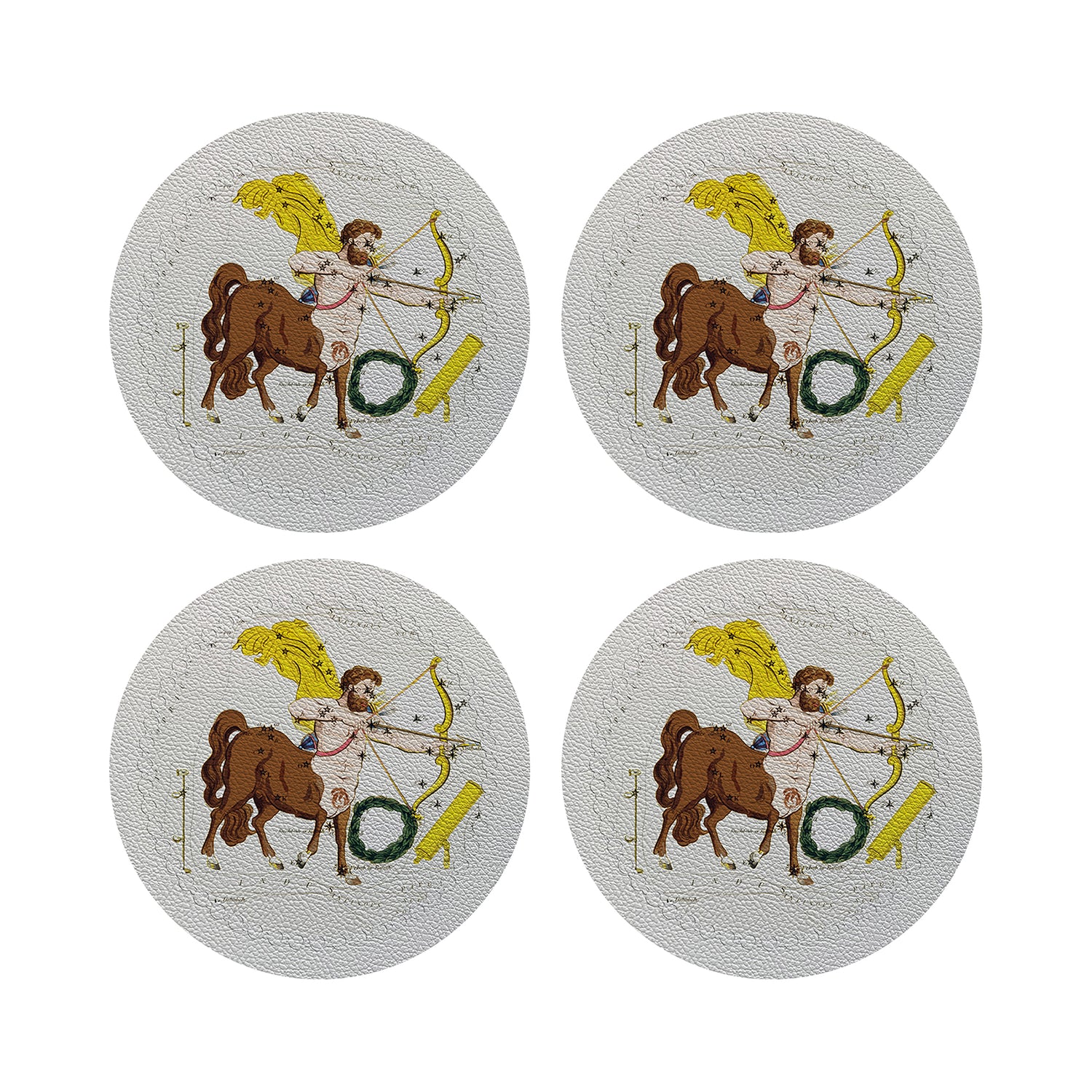 Zodiac Sagitarius White 16&quot; Round Pebble Placemats, Set of 4 - nicolettemayer.com
