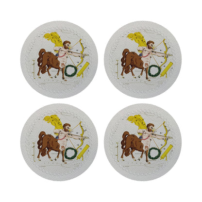 Zodiac Sagitarius White 16&quot; Round Pebble Placemats, Set of 4 - nicolettemayer.com
