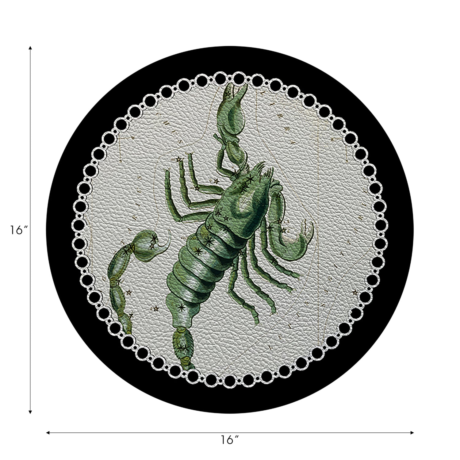 Lot de 4 sets de table ronds en galets noirs Zodiac Scorpion 40 cm