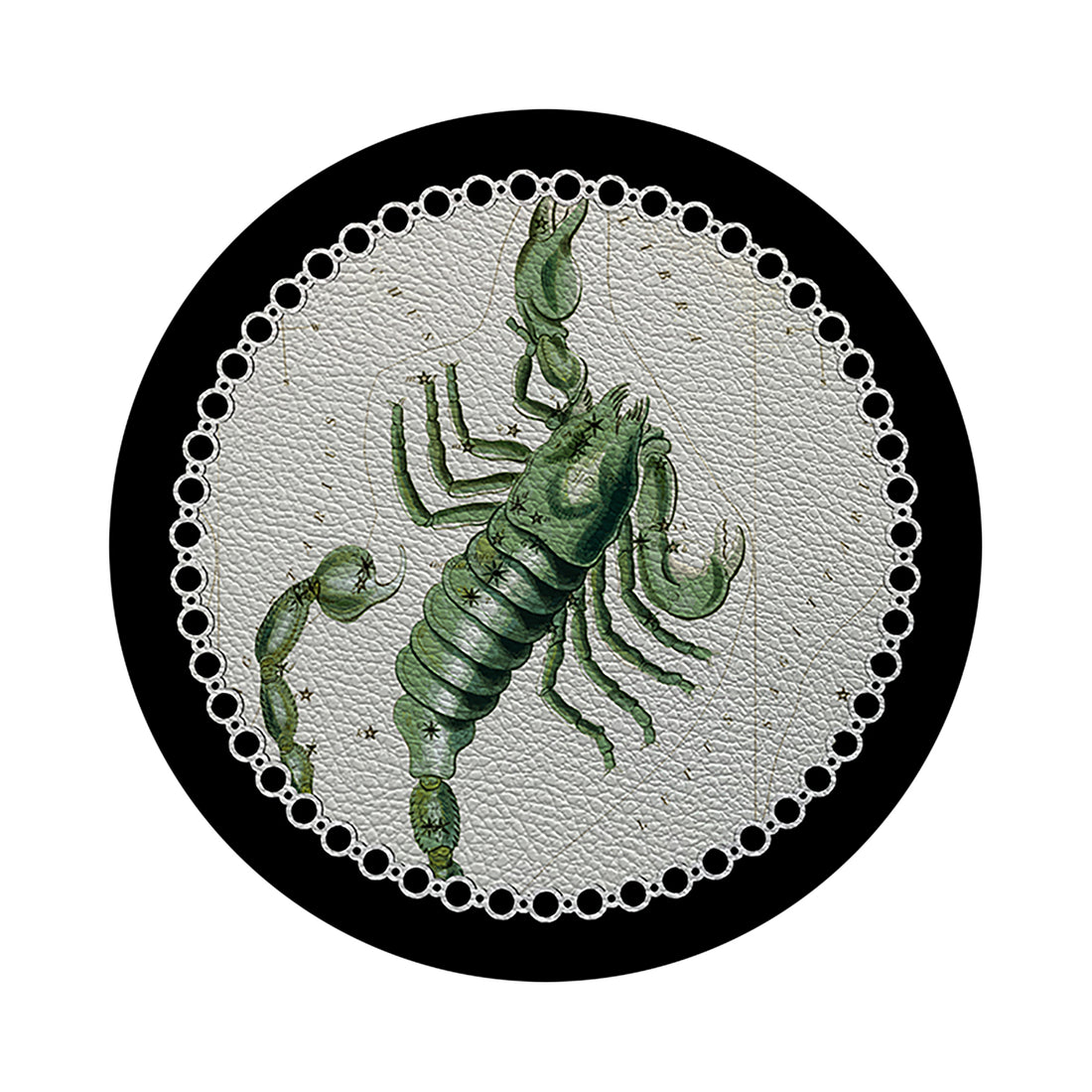 Zodiac Scorpio Black 16&quot; Round Pebble Placemat Set of 4 - nicolettemayer.com