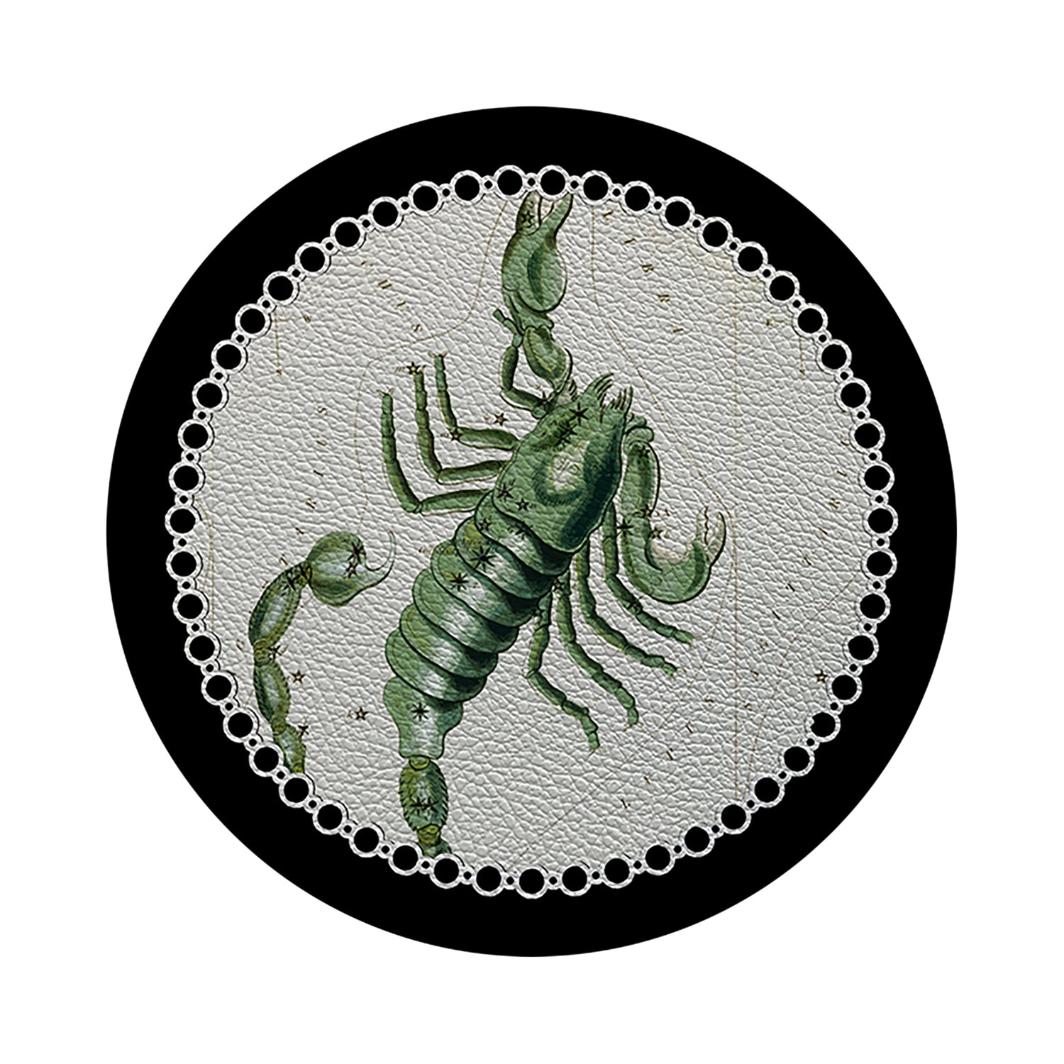 Zodiac Scorpio Black 16&quot; Round Pebble Placemats, Set of 4 - nicolettemayer.com
