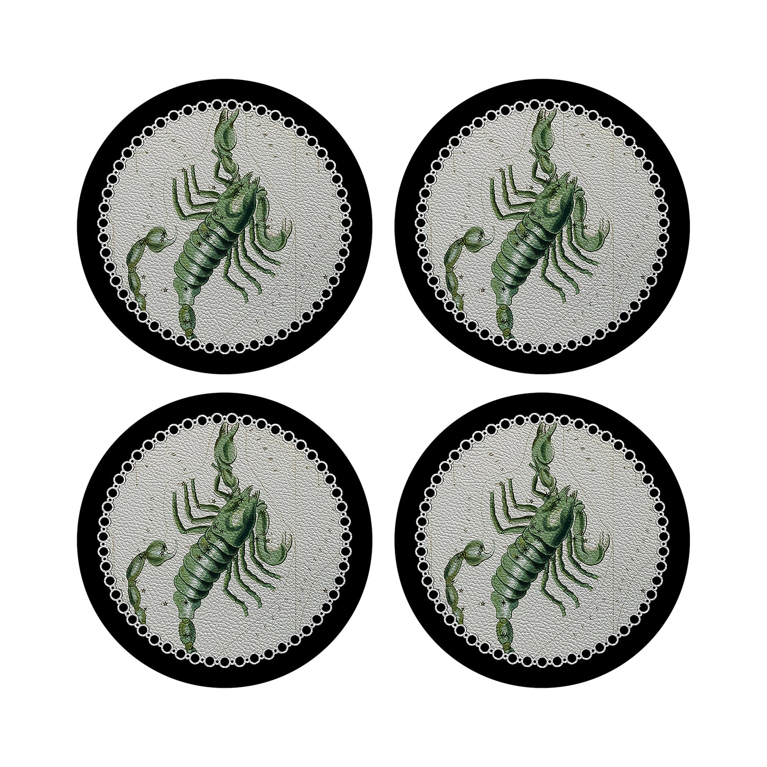 Zodiac Scorpio Black 16&quot; Round Pebble Placemats, Set of 4 - nicolettemayer.com
