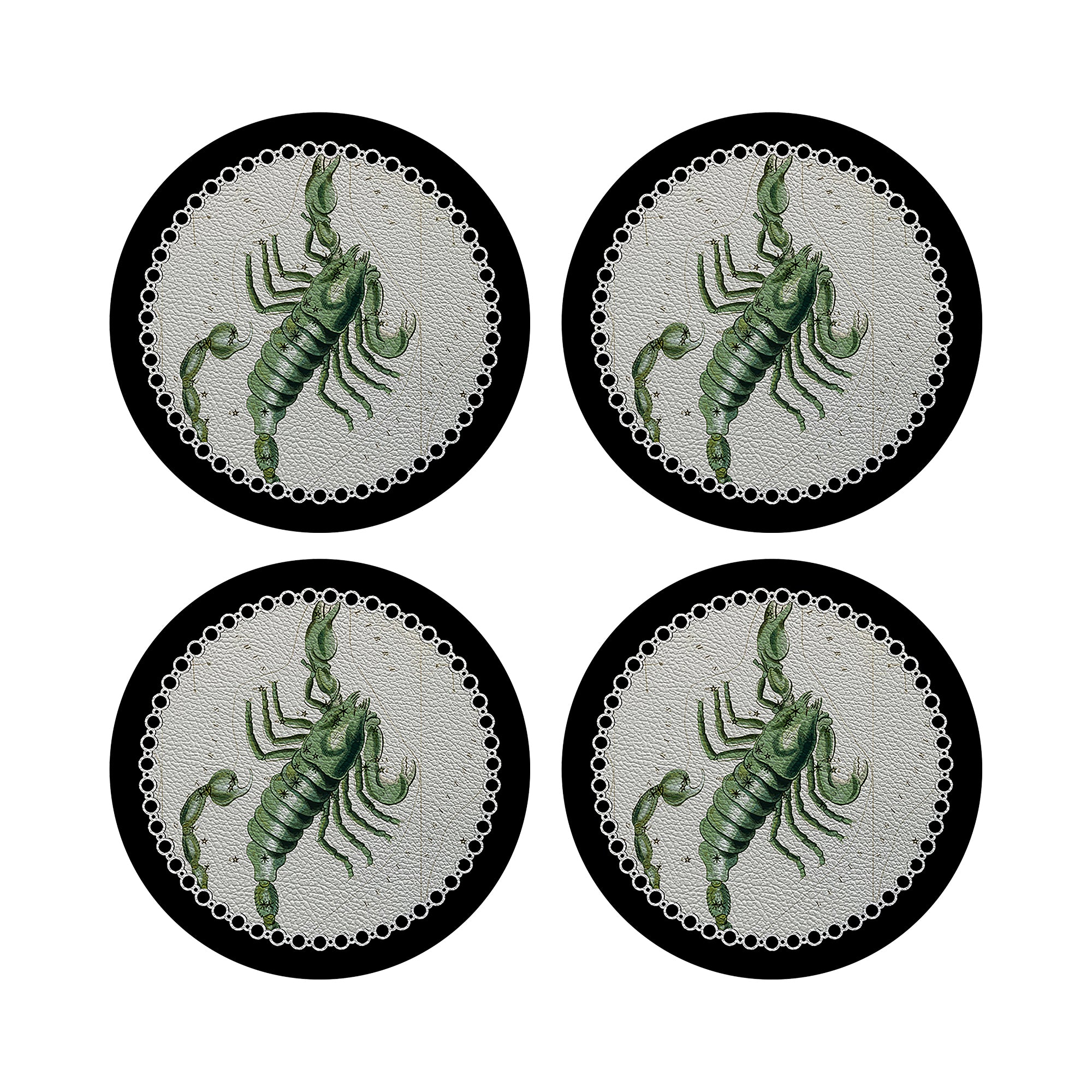 Zodiac Scorpio Black 16&quot; Round Pebble Placemats, Set of 4 - nicolettemayer.com
