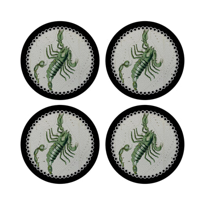 Zodiac Scorpio Black 16&quot; Round Pebble Placemats, Set of 4 - nicolettemayer.com
