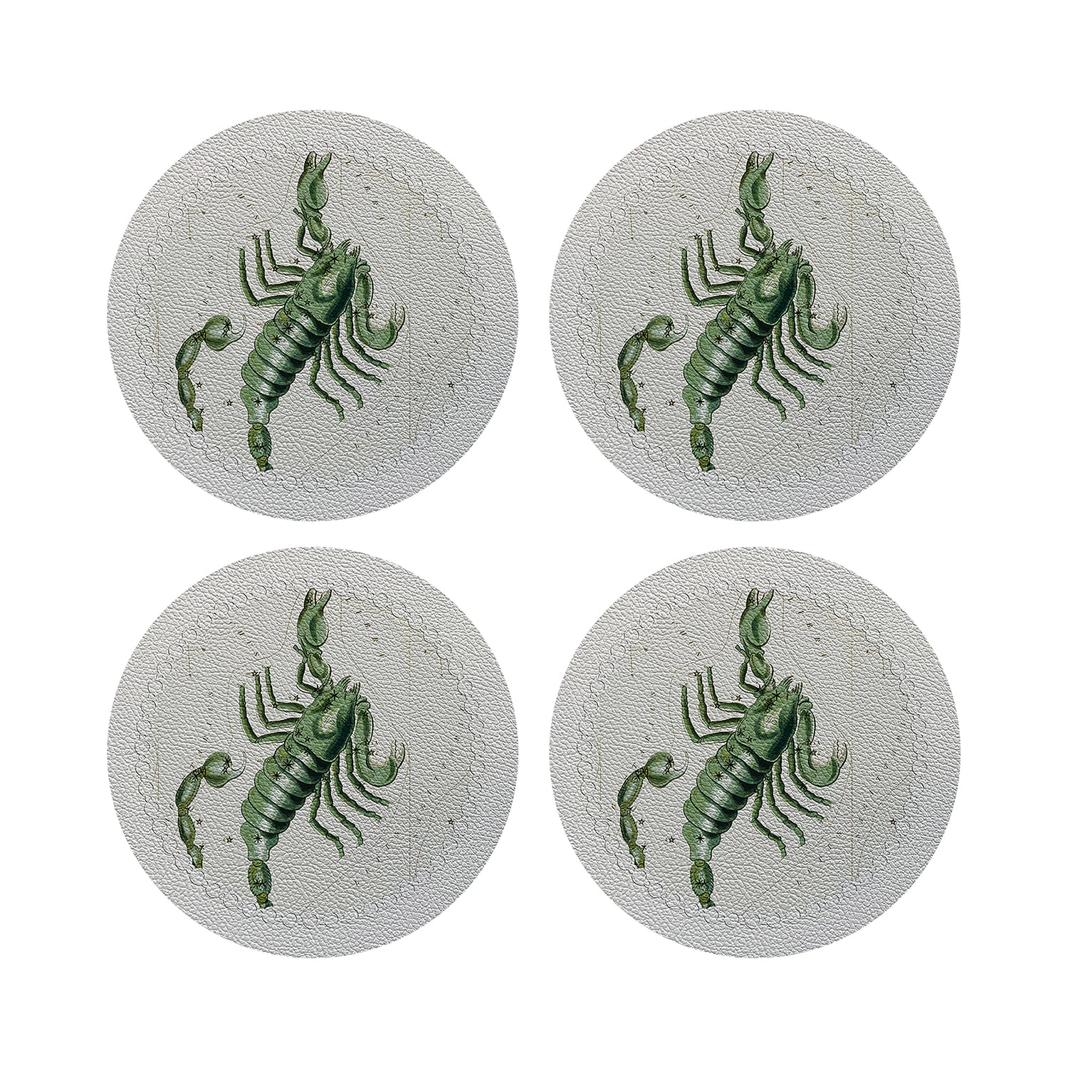 Zodiac Scorpio White 16&quot; Round Pebble Placemats, Set of 4 - nicolettemayer.com
