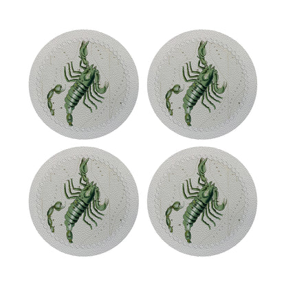 Zodiac Scorpio White 16&quot; Round Pebble Placemats, Set of 4 - nicolettemayer.com
