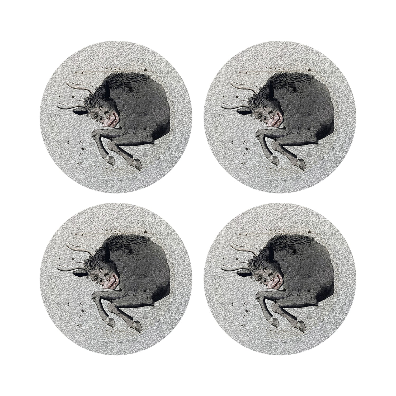 Zodiac Taurus White 16&quot; Round Pebble Placemats, Set of 4 - nicolettemayer.com
