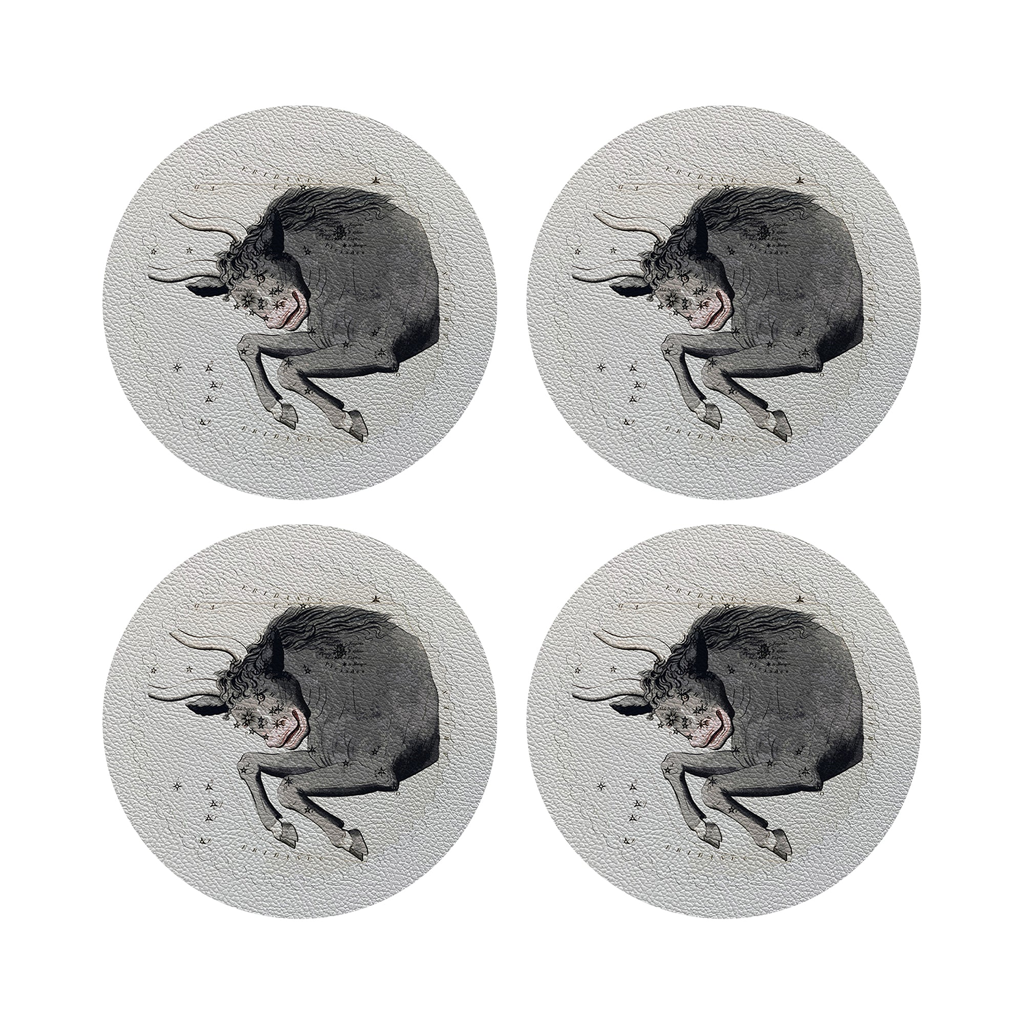 Zodiac Taurus White 16&quot; Round Pebble Placemats, Set of 4 - nicolettemayer.com
