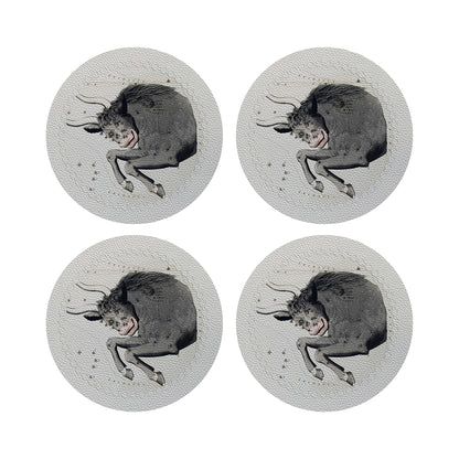 Zodiac Taurus White 16&quot; Round Pebble Placemats, Set of 4 - nicolettemayer.com
