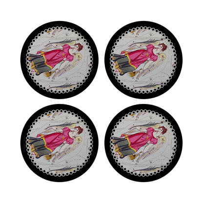 Zodiac Virgo Black 16&quot; Round Pebble Placemats, Set of 4 - nicolettemayer.com
