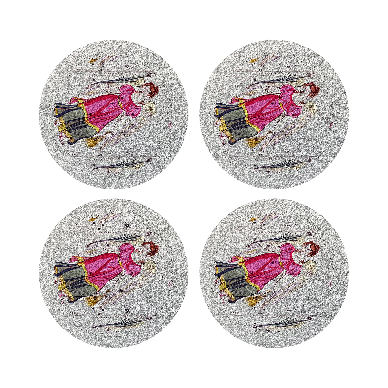 Zodiac Virgo White 16&quot; Round Pebble Placemats, Set of 4 - nicolettemayer.com

