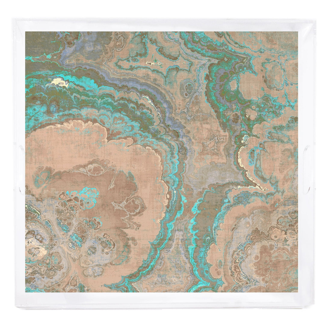 Agate Malachite Beveled/Polished Acrylic 18"X18" Large Size Square Printed Tray - nicolettemayer.com