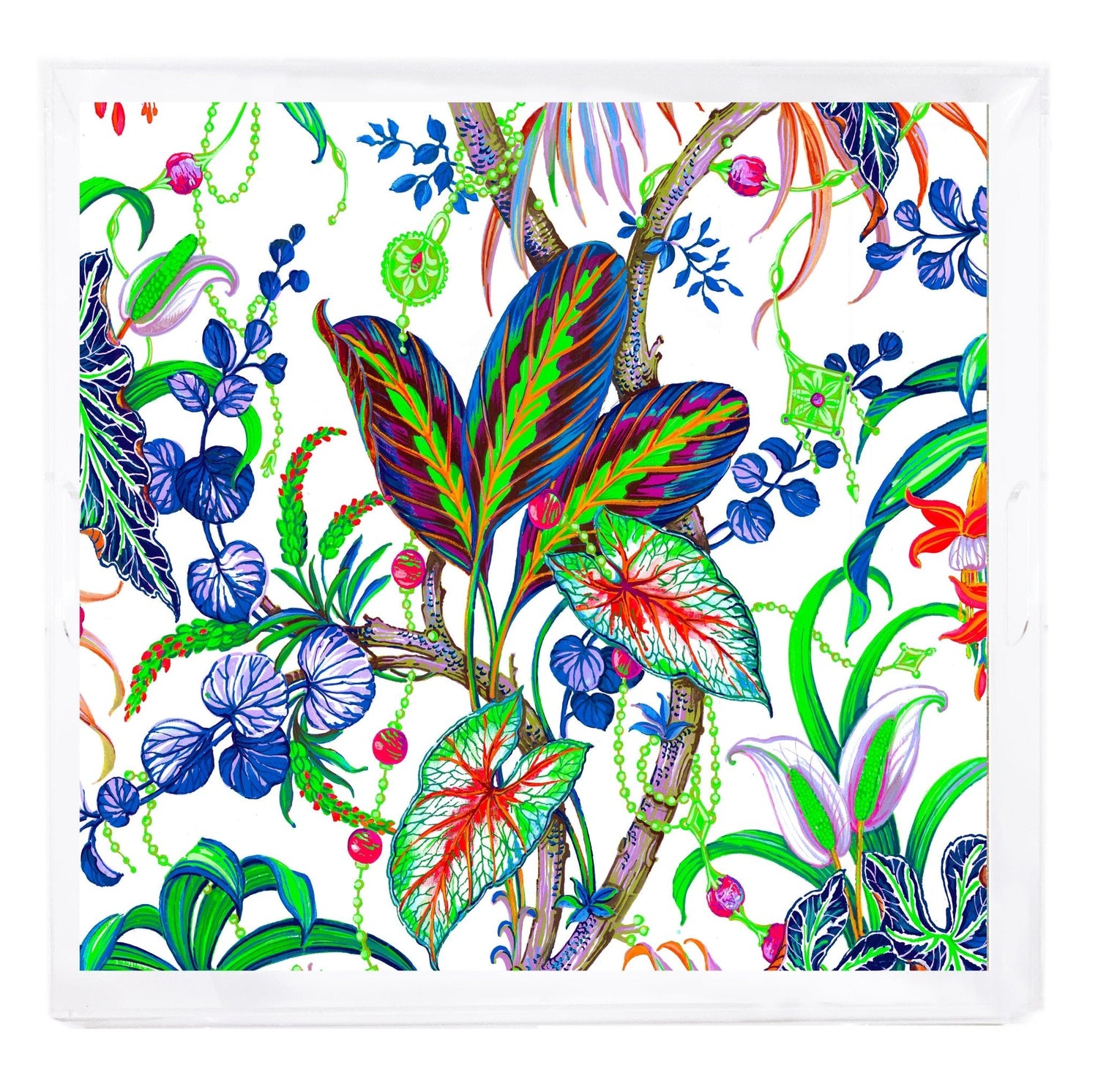 Amazonia Classic Blue Beveled/Polished Acrylic 18&quot;X18&quot; Large Square Tray - nicolettemayer.com