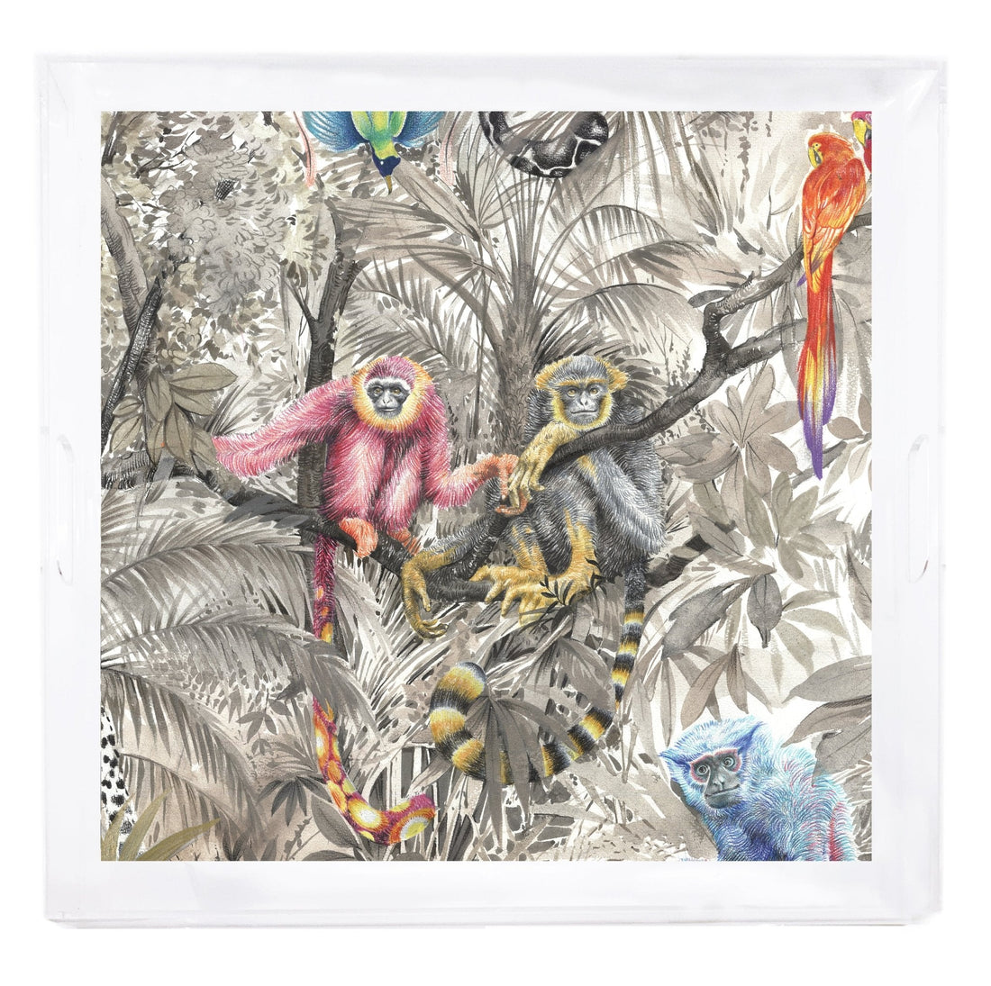 ARCADIA MONKEYS 18X18 ACRYLIC TRAY - nicolettemayer.com